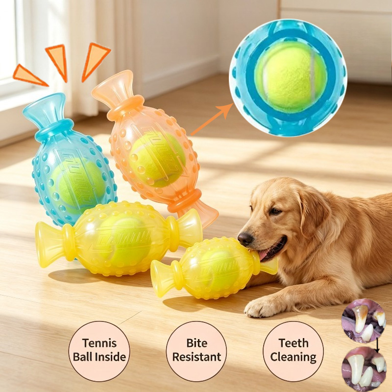 Interactive Squeaky Plush Dog Toy - Giocattolo da masticare per cani, con