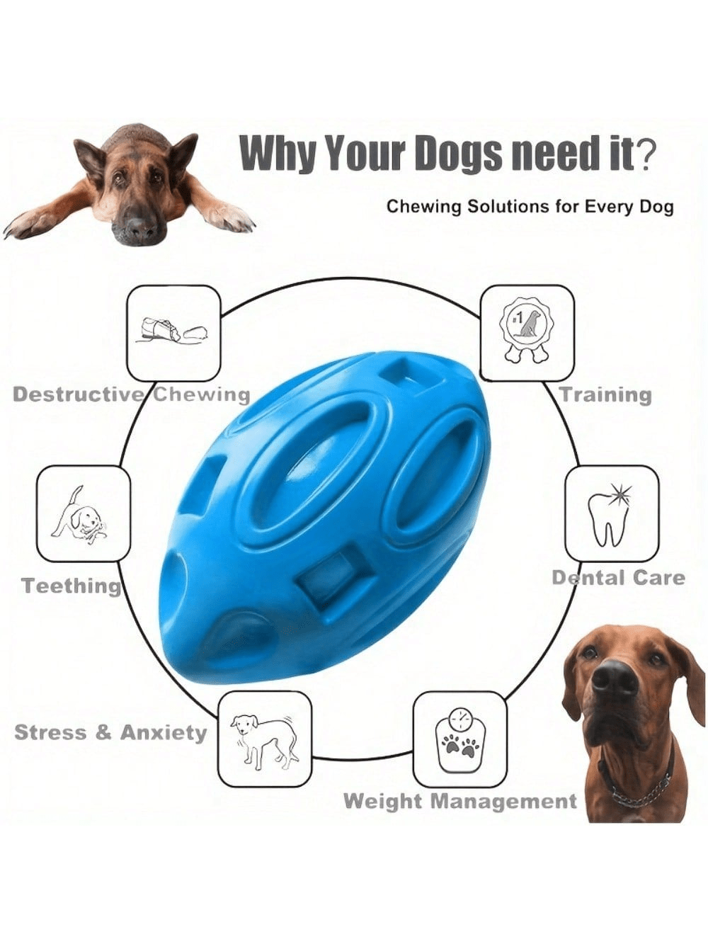 1 Pezzo di Pallone da Rugby In - Indestructible Dog Chew Toy recensione e prezzo